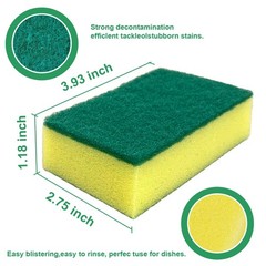 Cleaning Sponge,32 Pack Dual-Sided 3.95”L*2.75”W1.18”Th, Green/Yellow