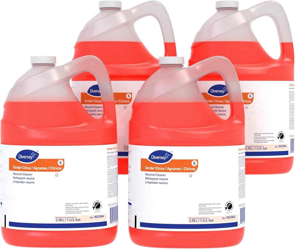 Stride Citrus Neutral Floor Cleaner, 1-Gallon Concentrate, Pack of 4