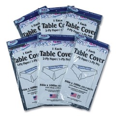 Tablemate PT549WH 54 x 108 Table Set Poly Tissue Table Cover – White (6/PK) New