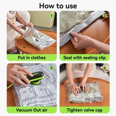 VACKFOX 12 Pack Vacuum Bags Green-12 + USB & TYPE-C Pump, Green