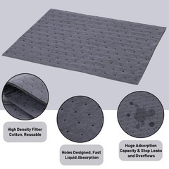 100 PCS Oil Absorbent Pads – 13″x10″ Super Spill Mats for Garage, Gray
