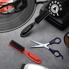 NICEMOVIC Barber Clipper Cleaning Brushes, 10 Pcs Plastic Handle Black&Red