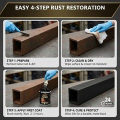 2 in 1 Rust Converter & Metal Primer, 35 oz Black Rust Reformer Paint for Met…