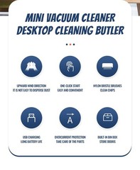 GSHLGAO Desktop Vacuum Cleaner USB Charging with Nozzle Small, White