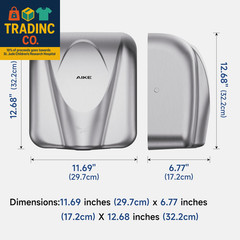 Elephant Power Commercial Hand Dryer High Speed Auto Warm Wind, Brushed Stainles