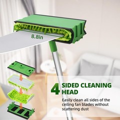 Zavrski Ceiling Fan Cleaner Duster with 6 Ft/72” Extension Pole 72”, Green