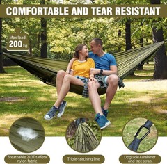 Camping Hammock with Mosquito Net, Lightweight Portable Double & Single Hammock