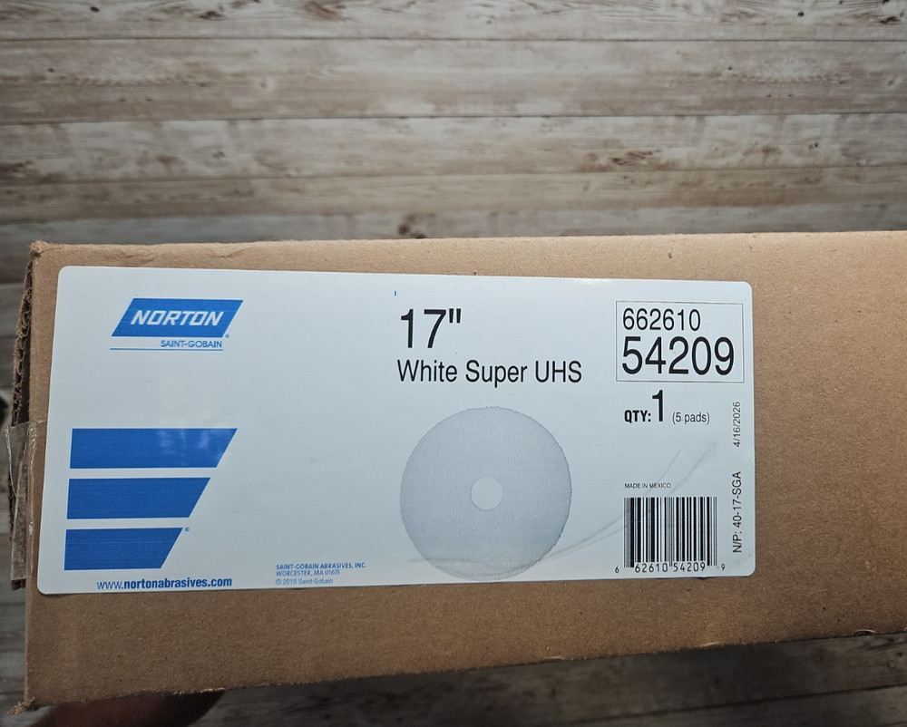 Norton 17″ White Super Gloss UHS Buffing/Polishing Pads 54209/662610 *Box of 5*