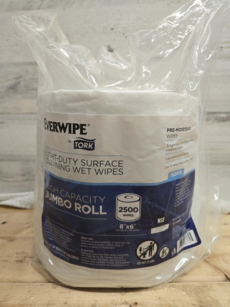 Tork 192816 1-Ply 8″ x 6″ Light-Duty Surface Cleaning Wet Wipe 2,500 Count Roll