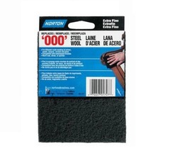 Norton 000 Extra Fine Synthetic Steel Wool Pads Gray Polishing 3 Pack Lot 6 Pads