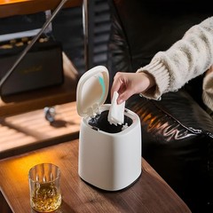 Mini Trash Can with Lid, Pop Up Countertop Wastebasket, Tiny Plastic Trash Bi…
