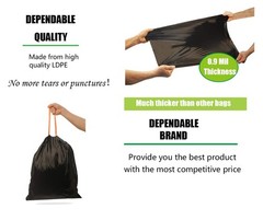 Besli 8 Gallon Black Drawstring Trash Bag Garbage 90 Count (Pack of 1),