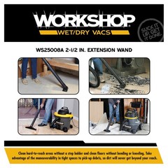 WORKSHOP Wet/Dry Vacs Shop Vacuum Accessories WS25008A Extension Wand Attachm…