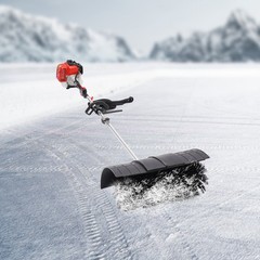 52cc Handheld 2.3HP Gas Power Sweeper Broom Lawn Driveway Walkway Snow Clean EPA