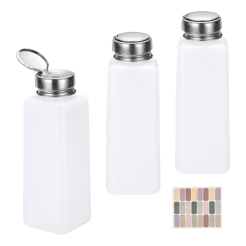 3Pcs 500ml/16.9oz Solvent Alcohol Dispenser for Acetone Cleanser, White