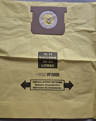 ShopVac VF2005 Vacuum Cleaner Yellow Dust Bag 10-14 Gallons 2 Piece Set