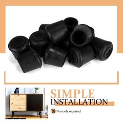 VOCOMO 1″ Round Rubber Chair Leg Tips Caps, – 12Pack, Black
