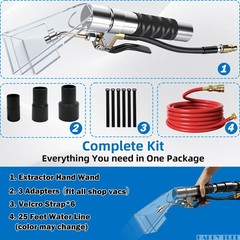 25FT Universal Shop Vac Extractor Hose Kit Adapter Wet-Dry Carpet UpholsteryAuto