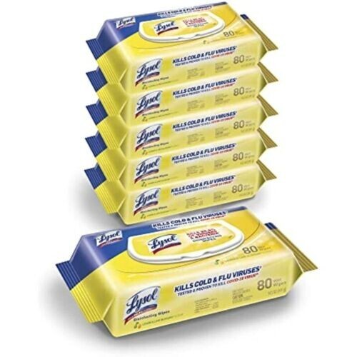 LYSOL Disinfecting Wipes – Lemon & Lime Blossom Flatpack 80 ct. (Pack of 6)