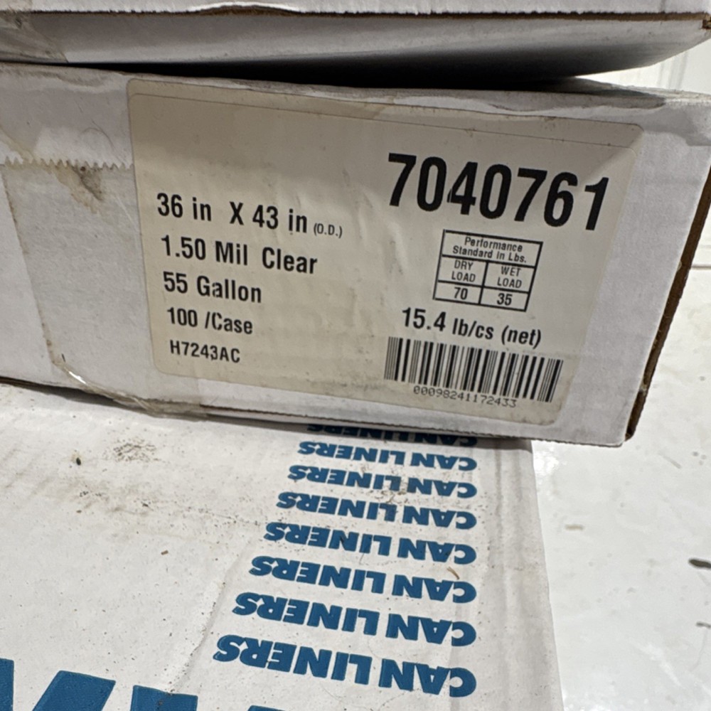 55 Gallon Clear Trash Bags 36x43in 1.50 Mil 100/Case H7243AC 7040761