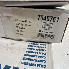 55 Gallon Clear Trash Bags 36x43in 1.50 Mil 100/Case H7243AC 7040761