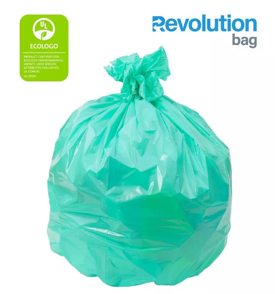 12-16 Gallon Trash Bag Can Liner 23×31 .45 mil – Recycled Green 500 Case