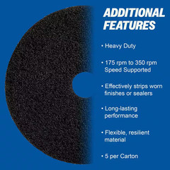 20 In. Dia. Black Stripping Floor Pad (5 per Carton)