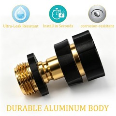 3/4 Inch Garden Hose Quick Connect, Aluminum 4pack, Brass, Black