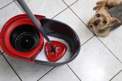 O-Cedar EasyWring Microfiber Spin Mop & Bucket System Floor Cleaner Red Gray