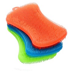 3PCS Silicone Dish Sponges, Multi-Purpose Kitchen 4 Count (Pack of 1), Orange