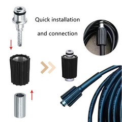 High Pressure Washer Hose Repair Kit, Washers 15 inches, Silver Black