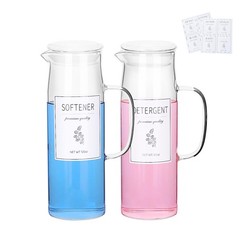 KitHero Laundry Detergent Dispenser Set with 1 Count (Pack of 2), Glass Lid