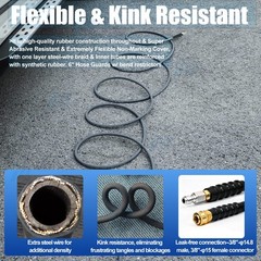 50ft Pressure Washer Hose 4000PSI Non-Marking 3/8″ Couplers Hot&Cold Water 275F