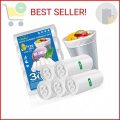 OKKEAI 3 Gallon Small Trash Bags 120 Counts White Garbage Bags Small Bathroom Tr