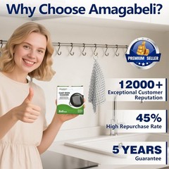 Amagabeli Cast Iron Cleaner 8″x6″ Premium Stainless Steel Chainmail Scrubber