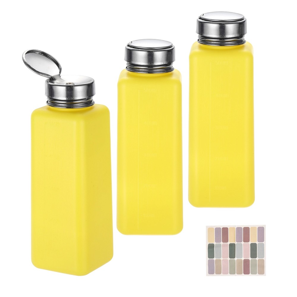 3Pcs Alcohol Dispenser 500ml/16.9oz for Acetone Cleanser, Yellow
