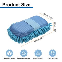 2pcs Microfiber Car Wash Sponge 8.7″x4.7″ Non-Scratch Foam Applicator Sky Blue