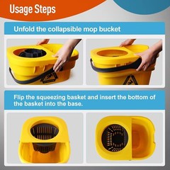 Commercial Mop Bucket with Wringer Portable Collapsible Plastic Mop Bucket Clean
