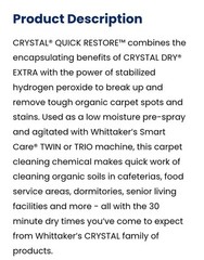 NEW Whittaker Crystal Quick Response, 12 oz. (12 PK) Extraction Carpet Cleaner.