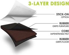 GorillaPads Non Slip Furniture Pads/Floor Gripping 2″ Square 16 Pack, Black