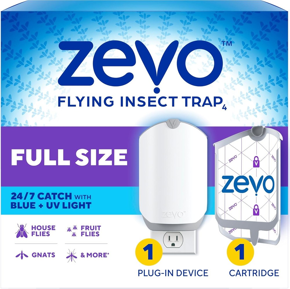Zevo Flying Insect Trap – Plug-in Indoor Fly Trap and Bug Light Trap Refill with
