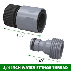 Hourleey Garden Hose Quick Connector 3/4 Inch Plastic Black, Gray