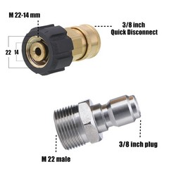 Pressure Washer Adapter 0.55 Inch Inner 1 Inch Outer Silver Brass Fitting