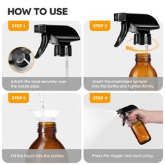 Tecohouse 360° 4 OZ Amber Glass Spray Bottles, 2 Pack Empty 4 ounces,