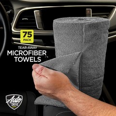 Auto Drive 75 Pack Tear Away Microfiber Car Wash Towel Roll