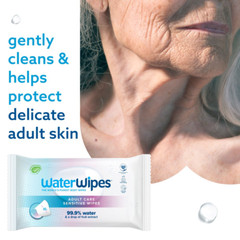Waterwipes Adult Care Sensitive Wipes, Plastic-Free 99.9% Water Based Wipes, Un
