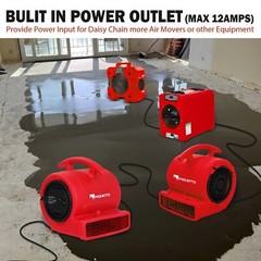 MOUNTO 1/4HP 1000CFM Air Mover Floor Blower Fan for Drying, Cooling, Circulation