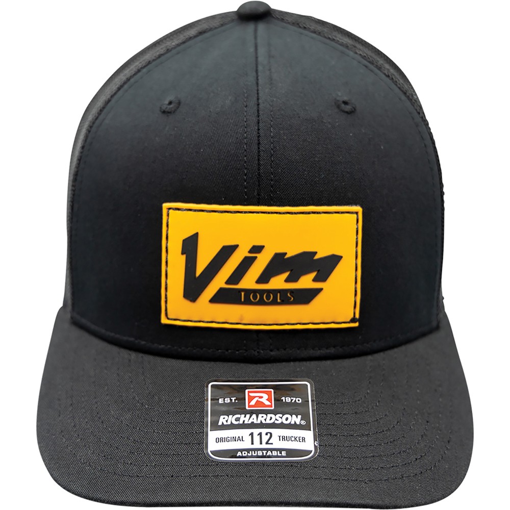 PVC VINTAGE ORANGE PATCH BLACK VIM LOGO – BLACK HAT – 3 Each VIM-PVCVNTG-O