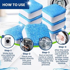 Washing Machine & Dishwasher Cleaner 48 Count (Pack of 1), White and blue