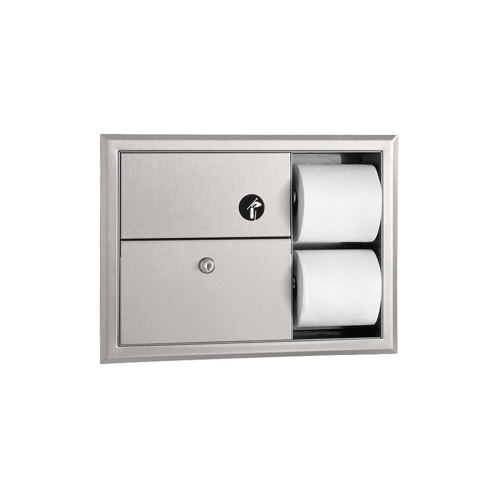 Bobrick B-3094 CLASSICSERIES RECESSED SANITARY NAPKIN AND TOILET PAPER DISPENSER
